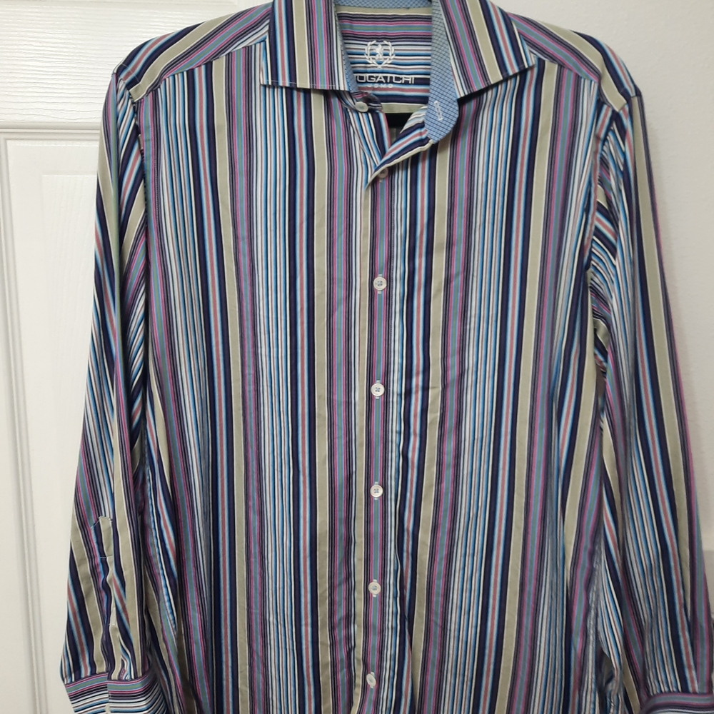 Bugatchi Men’s Multicolor Button Down Shirt Medium / Slim Large Fit